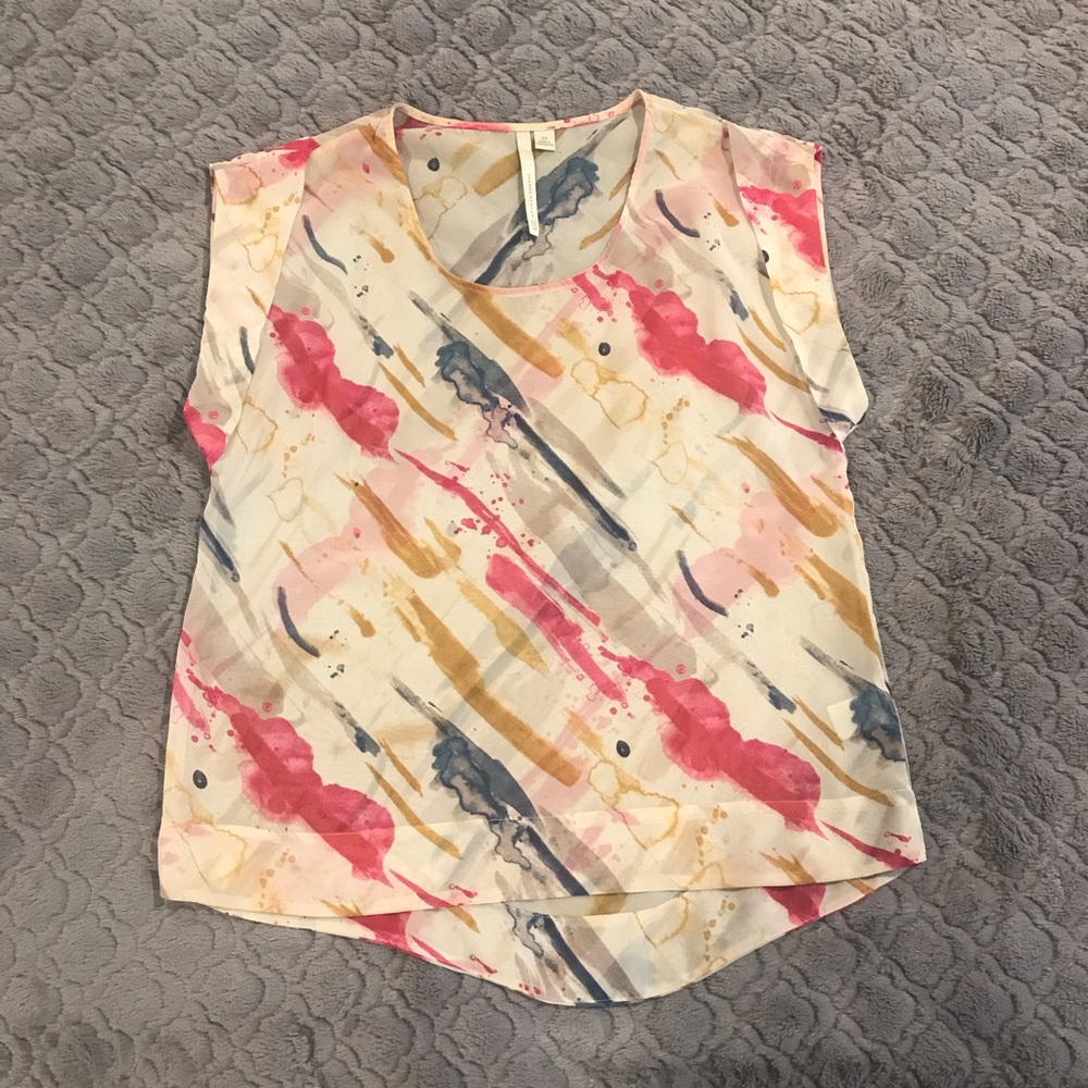 Lauren Conrad Splatter Paint Sheer Blouse